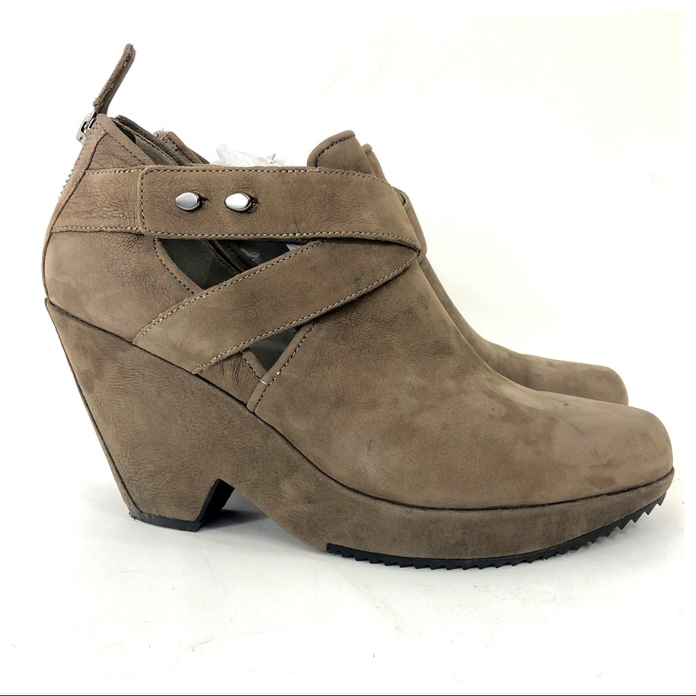 Eileen Fisher Brown Suede Ankle Wedge Heel 9.5